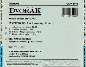 Dvořák* / Scottish National Orchestra*, Neeme Järvi : Symphony No.5 - The Water Goblin (CD, Album)