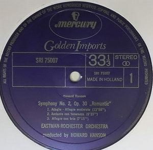 Howard Hanson, Eastman-Rochester Orchestra, Eastman School Of Music Chorus : Symphony No. 2, Op. 30 "Romantic"; Lament For Beowulf (LP, RE)