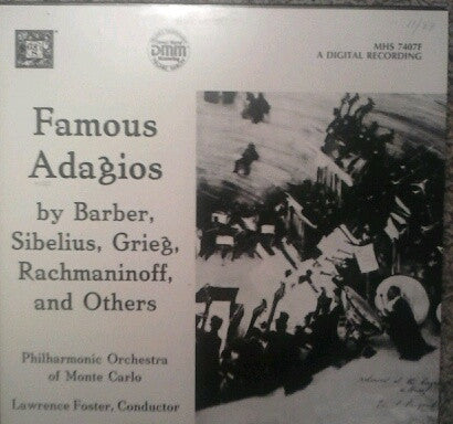 Philharmonic Orchestra Of Monte Carlo*, Lawrence Foster : Famous Adagios By Barber, Sibelius, Grieg, Rachmaninoff And Others (LP)