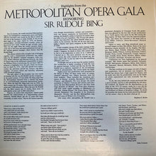 Load image into Gallery viewer, Various : Highlights From Metropolitan Opera Gala Honouring Sir Rudolf Bing (LP, Comp, Gat)
