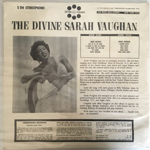 Sarah Vaughan With Margie Anderson : The Divine Sarah Vaughan Sings (LP)