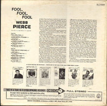 Laden Sie das Bild in den Galerie-Viewer, Webb Pierce : Fool, Fool, Fool (LP, Album, Pin)
