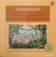Load image into Gallery viewer, Mendelssohn* - New Philharmonia Orchestra — Wolfgang Sawallisch : Symphony No. 4, Op. 90 “Italian” / Symphony No. 5, Op. 107 “Reformation” (LP)
