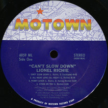 Load image into Gallery viewer, Lionel Richie : Can&#39;t Slow Down (LP, Album, Club, CRC)
