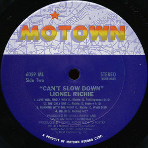 Lionel Richie : Can't Slow Down (LP, Album, Club, CRC)