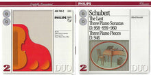 Load image into Gallery viewer, Schubert* – Alfred Brendel : The Last Three Piano Sonatas D. 958 · 959 · 960 | Three Piano Pieces D. 946 (2xCD, Comp, RM)
