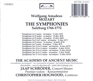 Wolfgang Amadeus Mozart, The Academy Of Ancient Music, Jaap Schröder · Christopher Hogwood : The Symphonies / Salzburg 1766-1772 (2xCD, RE, RM + Box)