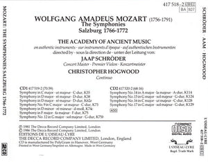 Wolfgang Amadeus Mozart, The Academy Of Ancient Music, Jaap Schröder · Christopher Hogwood : The Symphonies / Salzburg 1766-1772 (2xCD, RE, RM + Box)