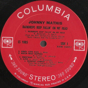 Johnny Mathis : Raindrops Keep Fallin' On My Head (LP, Album, Ter)