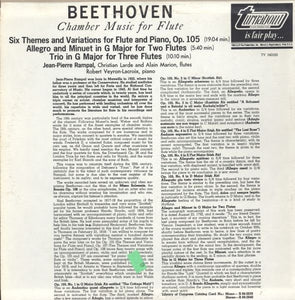 Beethoven* - Jean-Pierre Rampal : Chamber Music For Flute (LP)