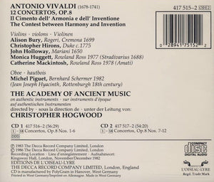 Vivaldi*, The Academy Of Ancient Music, Christopher Hogwood : Il Cimento Dell' Armonia E Dell' Inventione (12 Concertos, Op. 8) (2xCD, Album)