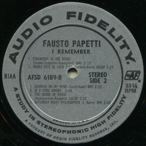 Fausto Papetti : I Remember (LP, Album, Comp)