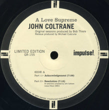 Laden Sie das Bild in den Galerie-Viewer, John Coltrane : A Love Supreme (LP, Album, Ltd, RE, RM, 180)

