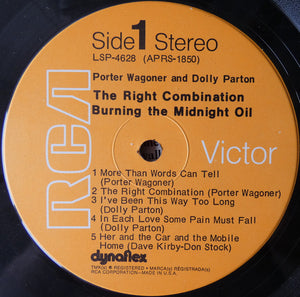 Porter Wagoner And Dolly Parton : The Right Combination Burning The Midnight Oil (LP, Album)
