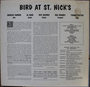 Charlie Parker : Bird At St. Nicks (LP, Album, RE)