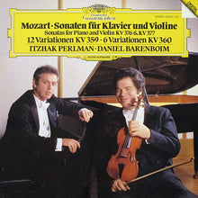 Laden Sie das Bild in den Galerie-Viewer, Mozart*, Itzhak Perlman ∙ Daniel Barenboim : Sonaten Für Klavier Und Violine ∙ 12 Variationen Kv 359 ∙ 6 Variationen Kv 360 (LP)
