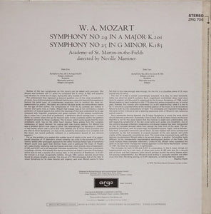 Mozart*, Academy Of St. Martin-in-the-Fields* Directed By Neville Marriner* : Symphony No. 29 In A Major K. 201 / Symphony No. 25 In G Minor K. 183 (LP)