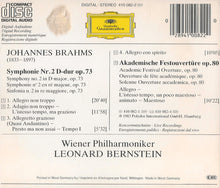 Load image into Gallery viewer, Brahms*, Leonard Bernstein, Wiener Philharmoniker : Symphonie No.2 · Akademische Festouvertüre = Academic Festival Overture (CD, Album)
