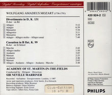 Laden Sie das Bild in den Galerie-Viewer, Wolfgang Amadeus Mozart - The Academy Of St. Martin-in-the-Fields, Sir Neville Marriner : Divertimento K.131 / Cassation K.99 (CD, Album)
