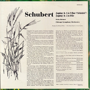 Reiner* / Chicago Symphony*, Schubert* :  Unfinished And Symphony No. 5 (LP, Album, Mono)