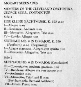 Wolfgang Amadeus Mozart / The Cleveland Orchestra, George Szell : Mozart Serenades (LP, Album)