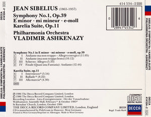 Sibelius* - Philharmonia Orchestra, Vladimir Ashkenazy : Symphony No.1 / Karelia Suite (CD, Album)