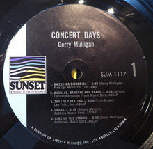Laden Sie das Bild in den Galerie-Viewer, Gerry Mulligan : Concert Days (LP, Comp, Mono, She)
