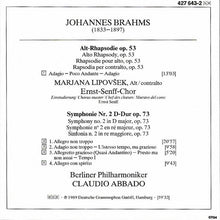 Charger l&#39;image dans la galerie, Brahms*, Marjana Lipovšek • Ernst-Senff-Chor*, Berliner Philharmoniker • Claudio Abbado : Symphonie No. 2 • Alto Rhapsody (CD, Album)
