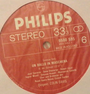 Verdi*, Caballé*, Carreras*, Payne*, Wixell*, Orchestra* And Chorus Of The Royal Opera House, Covent Garden, Colin Davis* : Un Ballo In Maschera (Box + 3xLP, Album)