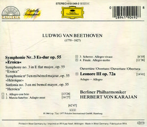 Ludwig van Beethoven – Berlin Philharmonic Orchestra*, Herbert von Karajan : Symphony No. 3 “Eroica” / Overture: “Leonore III” (CD, Comp, RM)