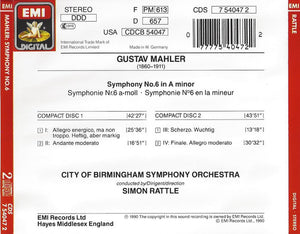 Gustav Mahler – City Of Birmingham Symphony Orchestra, Sir Simon Rattle : Symphonie No. 6 (2xCD, Album)