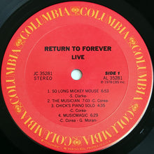 Laden Sie das Bild in den Galerie-Viewer, Return To Forever : Live (LP, Album)
