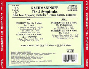 Rachmaninoff*, Saint Louis Symphony Orchestra, Leonard Slatkin : Rachmaninoff: The Three Symphonies (2xCD)