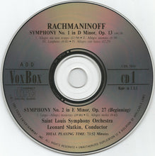 Charger l&#39;image dans la galerie, Rachmaninoff*, Saint Louis Symphony Orchestra, Leonard Slatkin : Rachmaninoff: The Three Symphonies (2xCD)
