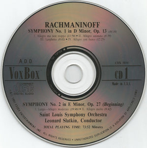 Rachmaninoff*, Saint Louis Symphony Orchestra, Leonard Slatkin : Rachmaninoff: The Three Symphonies (2xCD)