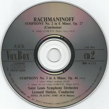 Charger l&#39;image dans la galerie, Rachmaninoff*, Saint Louis Symphony Orchestra, Leonard Slatkin : Rachmaninoff: The Three Symphonies (2xCD)
