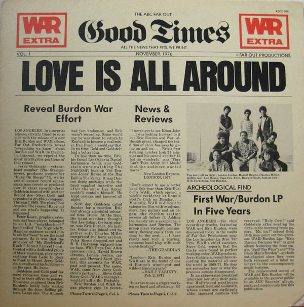 War Featuring Eric Burdon* : Love Is All Around (LP, Album)