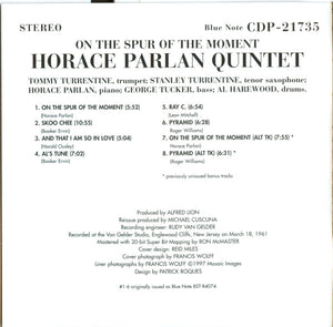 Horace Parlan : On The Spur Of The Moment (CD, Album, Ltd, RE)