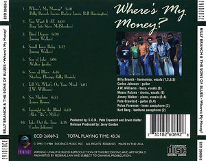 Billy Branch & The Sons Of Blues* : Where's My Money? (CD, Album, RE)