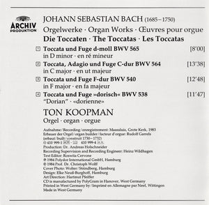 Johann Sebastian Bach - Ton Koopman : Orgelwerke - Organ Works - Œuvres Pour Orgue - Toccaten & Fugen (CD, Album)