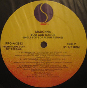 Madonna : You Can Dance (Single Edits Of Album Remixes) (LP, Comp, Promo)