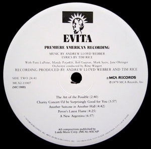 Andrew Lloyd Webber And Tim Rice : Evita: Premiere American Recording (2xLP, Album, Pin)