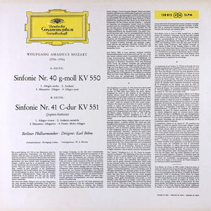 Mozart* • Karl Böhm, Berliner Philharmoniker : Symphonien Nr. 40 G-Moll (In G Minor) Nr. 41 Jupiter (LP)