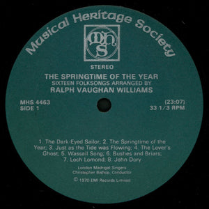 Ralph Vaughan Williams  /  London Madrigal Singers  /  Christopher Bishop : The Spring Time Of The Year: 16 Folk Songs Arranged By Ralph Vaughan Williams (LP, RE)