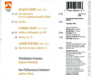 Ibert* / Fauré* / Roussel* - Philadelphia Orchestra*, Eugene Ormandy / New Philharmonia Orchestra, Andrew Davis : Divertissement - Escales / Pavane - Pélleas Et Mélisande / Bacchus Et Ariane (CD, Comp, RM)