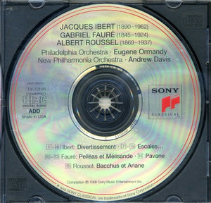 Ibert* / Fauré* / Roussel* - Philadelphia Orchestra*, Eugene Ormandy / New Philharmonia Orchestra, Andrew Davis : Divertissement - Escales / Pavane - Pélleas Et Mélisande / Bacchus Et Ariane (CD, Comp, RM)