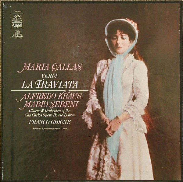 Giuseppe Verdi, Maria Callas, Alfredo Kraus, Mario Sereni, Franco Ghione, Orquestra Sinfónica Do Teatro Nacional De São Carlos, Lisboa : La Traviata (2xLP, Mono, RM + Box)