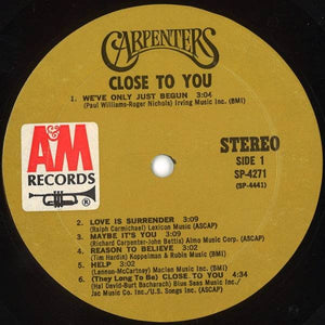 Carpenters : Close To You (LP, Album, Mon)