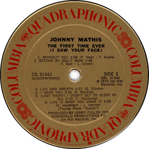 Johnny Mathis : The First Time Ever (I Saw Your Face) (LP, Album, Quad)