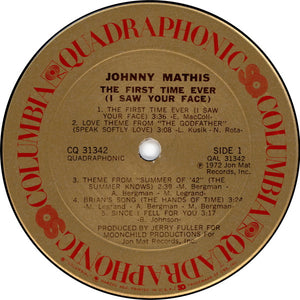 Johnny Mathis : The First Time Ever (I Saw Your Face) (LP, Album, Quad)